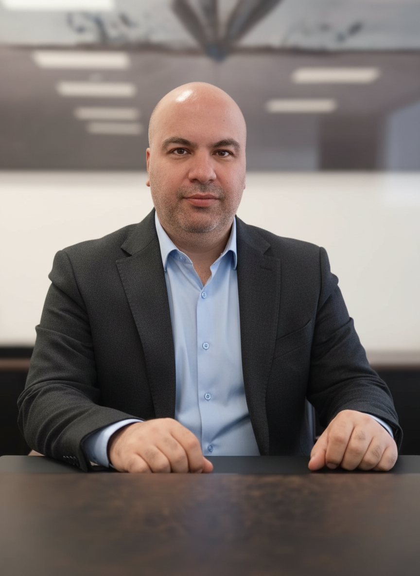 Feyyaz Şentürk çalışma masasında